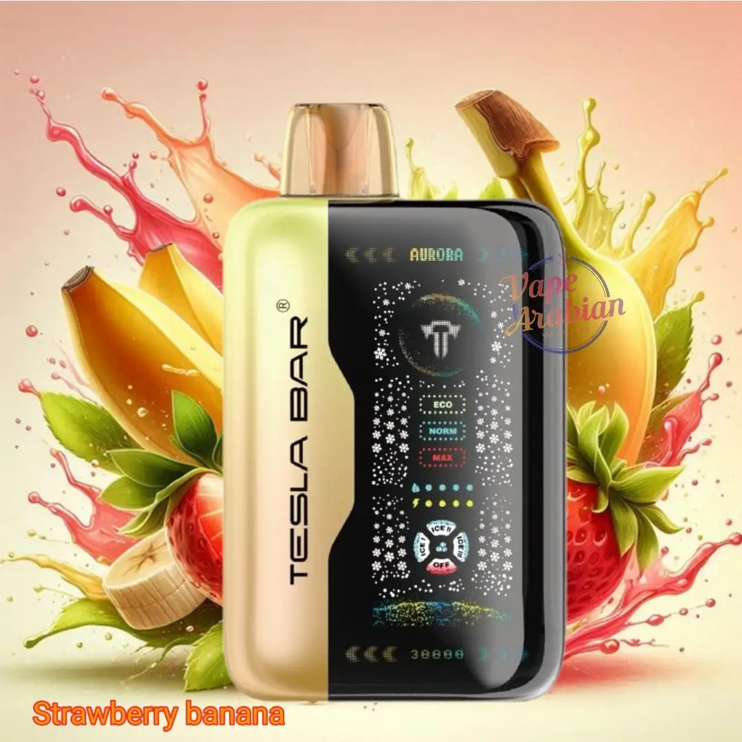 پاد یکبار مصرف تسلا توت فرنگی و موز (40000 پاف)/TESLA BAR Vape 40000 Puffs Strawberry Banana