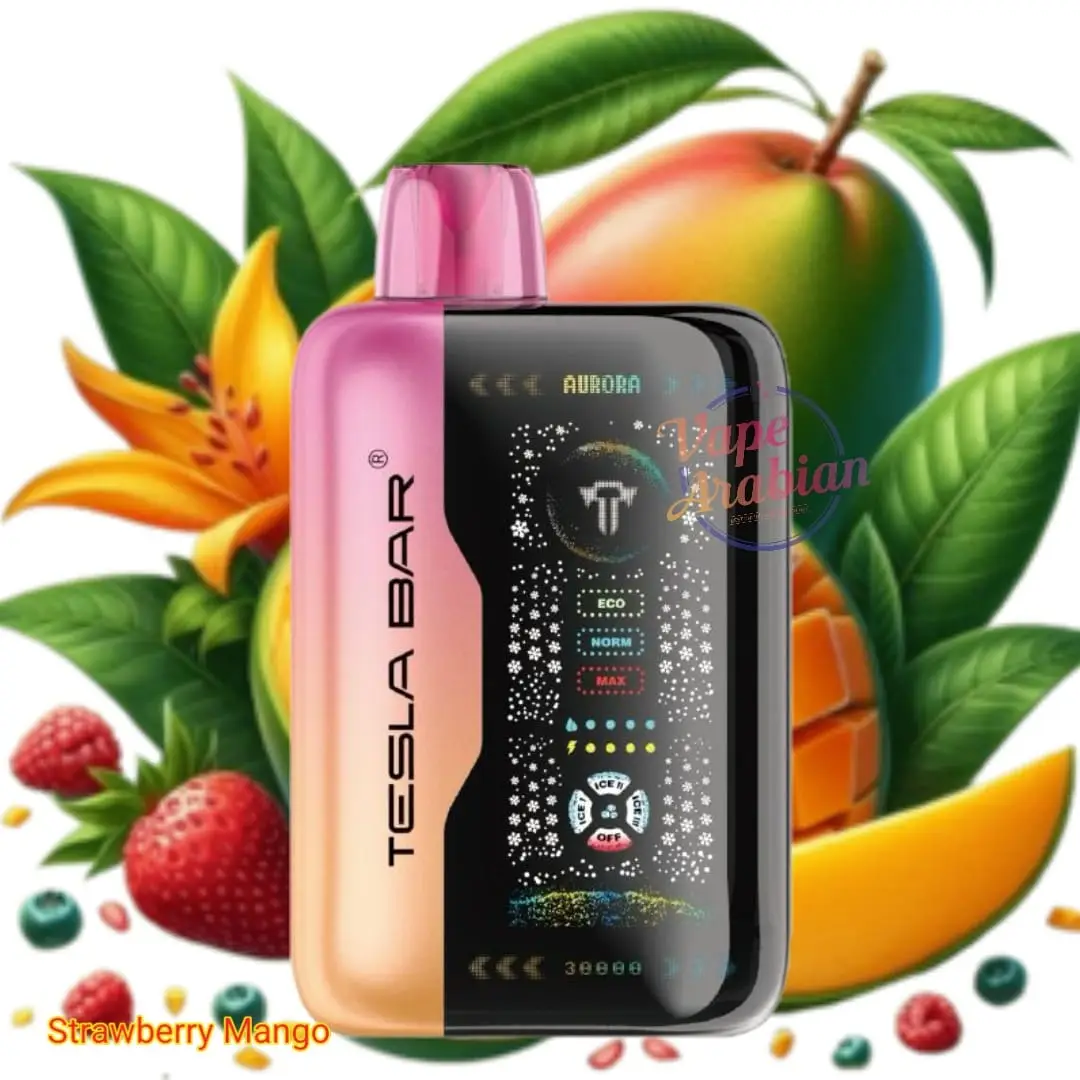 پاد یکبار مصرف تسلا انبه و توت فرنگی (40000 پاف)/TESLA BAR Vape 40000 Puffs Strawberry Mango