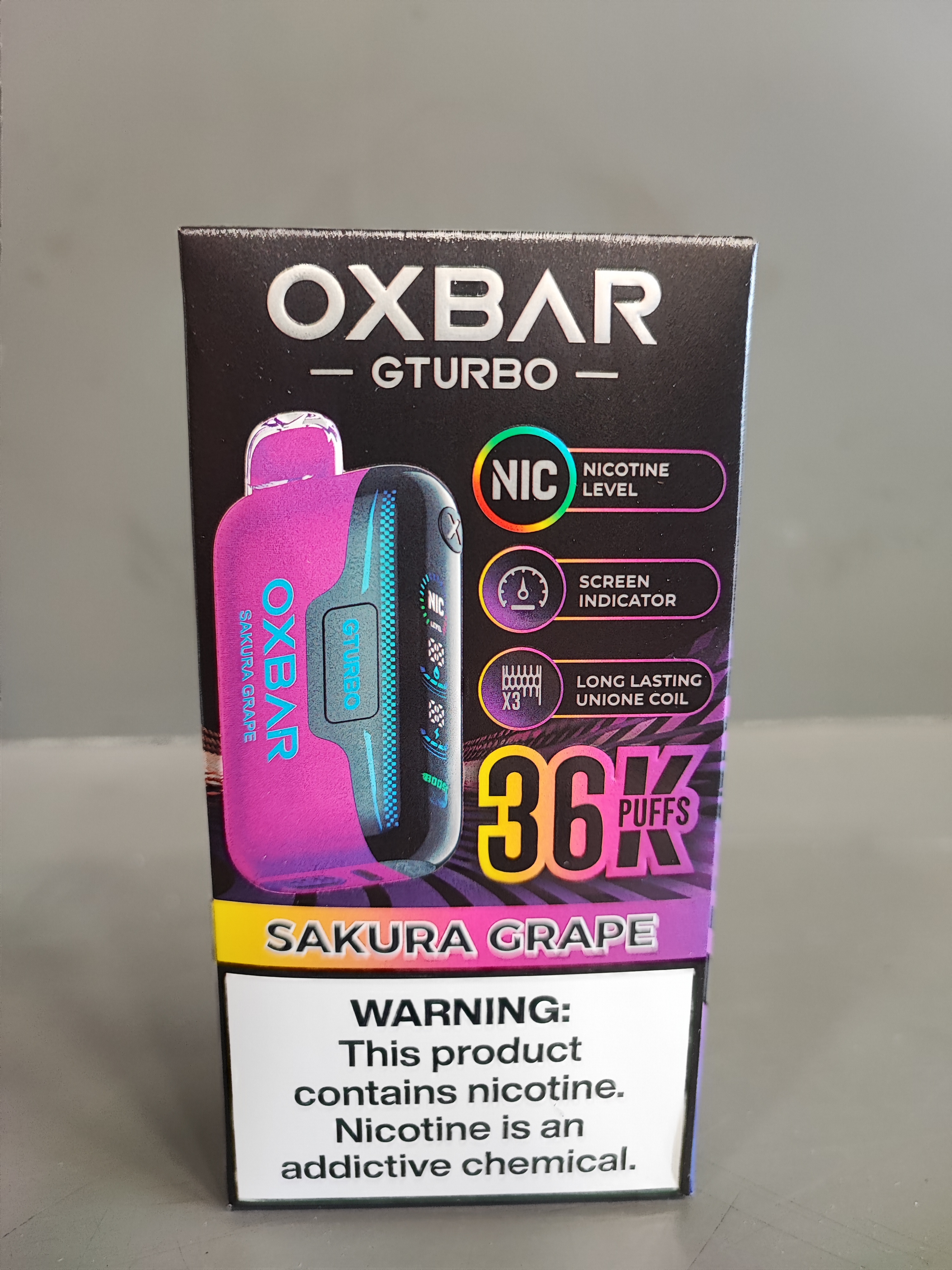 پاد یکبار مصرف اکسبار انگور ساکورا 36000 پاف/OXBAR GTURBO sakura grape 36000k