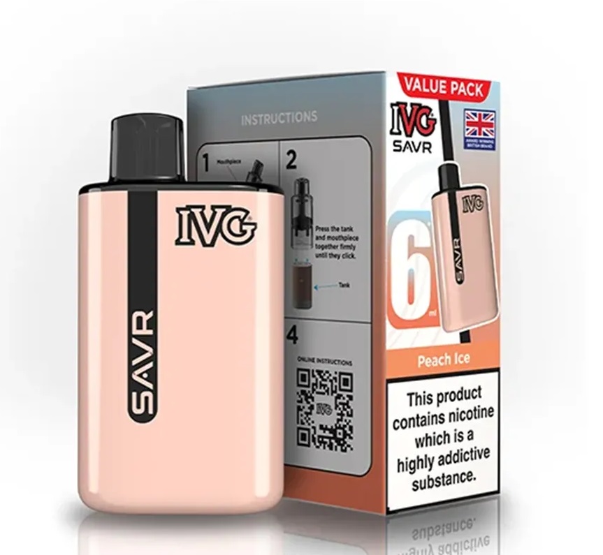 پاد یکبارمصرف ای وی جی طعم  هلو یخ 3000 پاف / IVG SAVR peach ice  3K