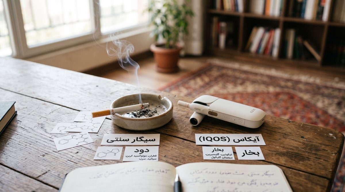 مقایسه ترکیبات شیمیایی سیگار و آیکاس