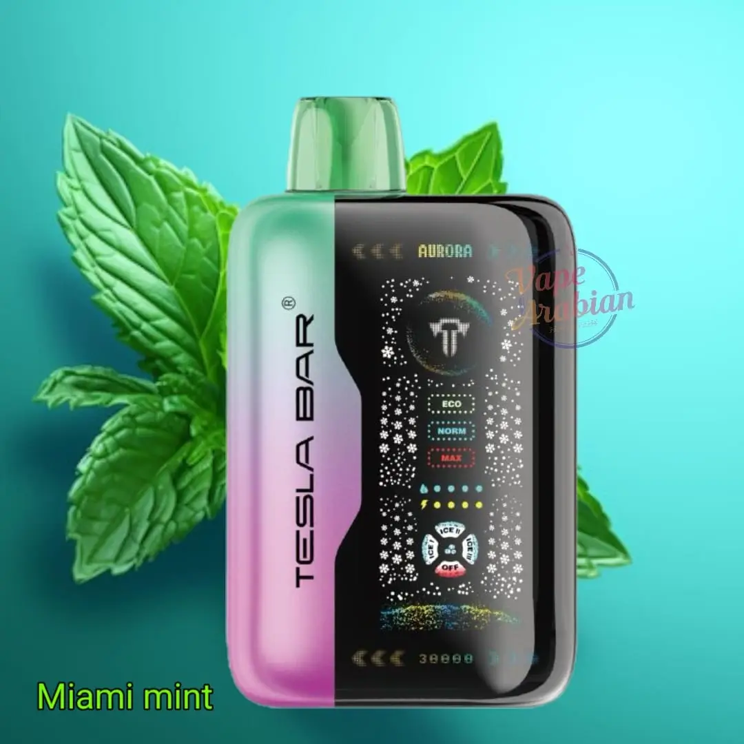 پاد یکبار مصرف تسلا میامی نعنایی (40000 پاف)/TESLA BAR Vape 40000 Puffs Miami Mint