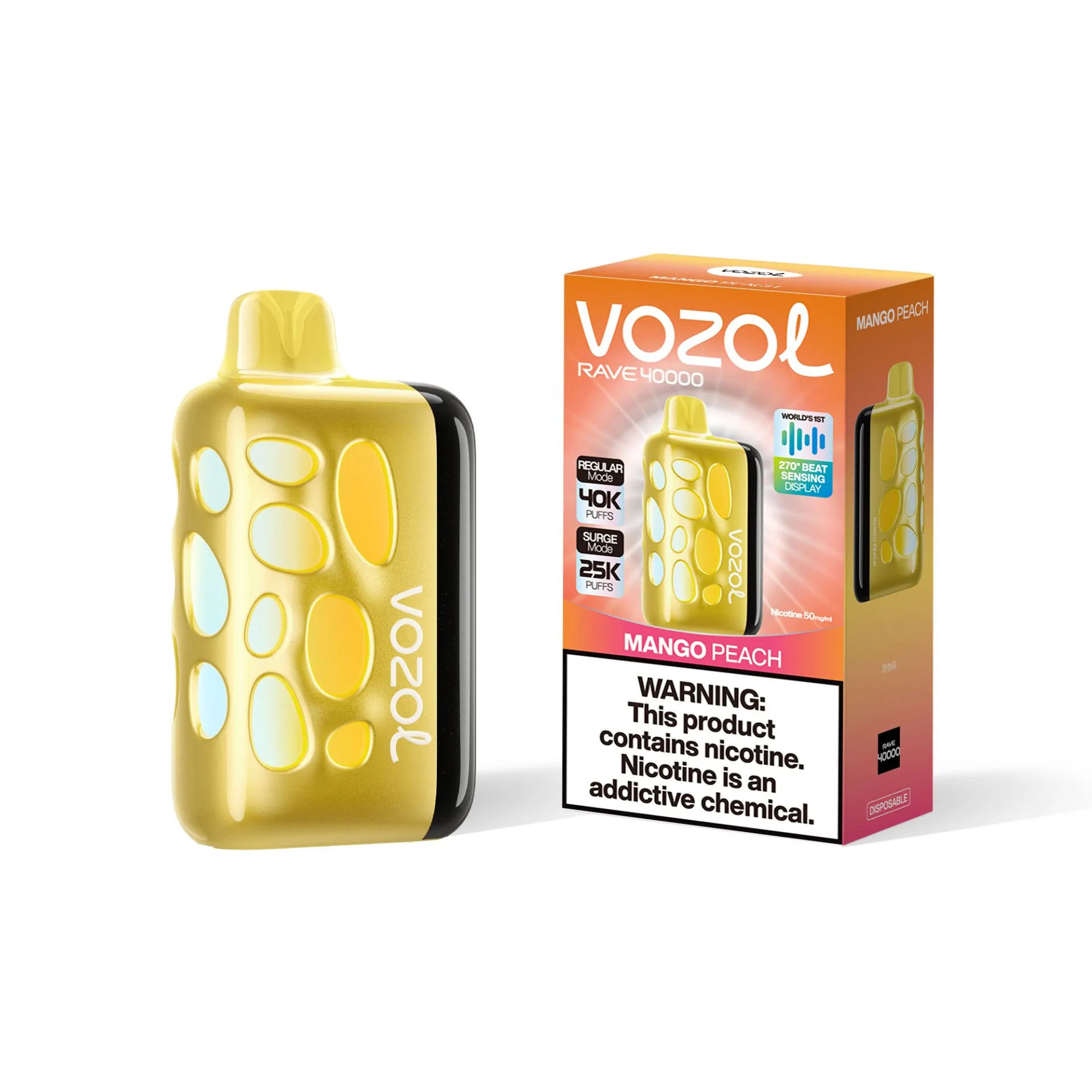 پاد یکبار مصرف 40000 پاف برند ووزول/با طعم هلو انبه/ VOZOL RAVE Mango Peach 40000 PUFFS