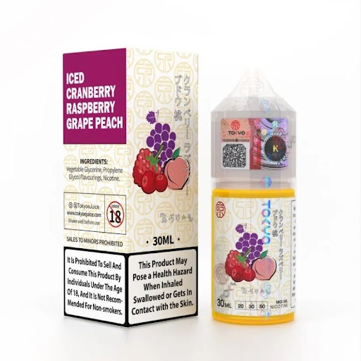 سالت زغال اخته تمشک هلو انگور یخ برند توکیو /Tokyo Iced CRANBERRY RASPBERRY GRAPE PEACH