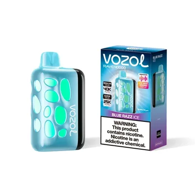 پاد یکبار مصرف 40000 پاف برند ووزول/با طعم بلوبری تمشک یخ/ VOZOL RAVE Blue Razz Ice 40000 PUFFS
