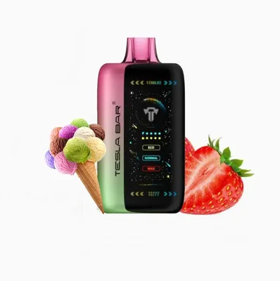 پاد یکبار مصرف تسلا بستنی توت فرنگی (40000 پاف)/TESLA BAR Vape 40000 Puffs Strawberry Ice Cream